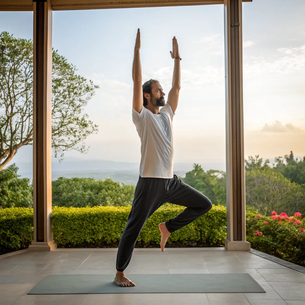 John Smith practicing yoga